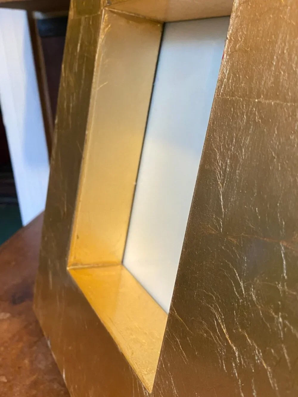 2014 Z Gallerie Metallic Gold Chunky Picture Frame Hang Easel Back Freestand Y2K